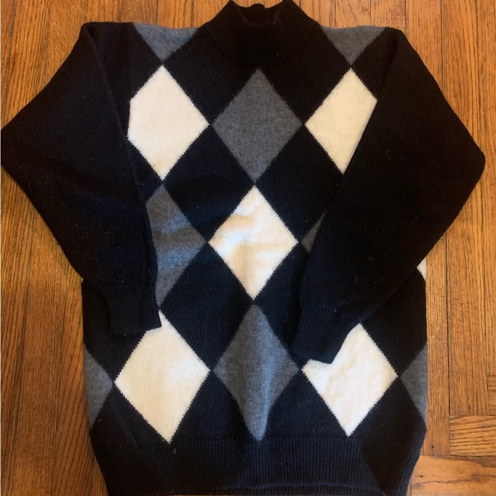 Liz Claiborne Pullover Sweater Woman Size Medium 100% Merino Wool Colorblock